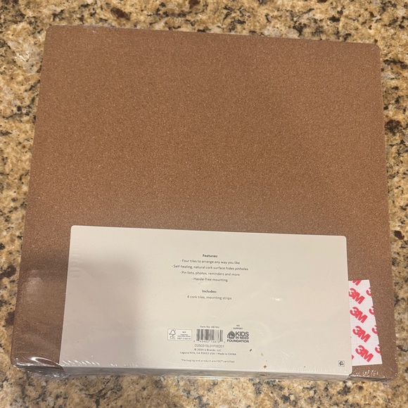 U Brands Square Cork Bulletin Tile - Brown Cork - Picture 2 of 3